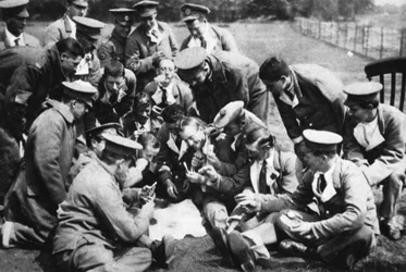 Verwundete an der Westfront: tapfere Südafrikaner im Krankenhaus in England, aus The Illustrated War News, 26. Juli 1916